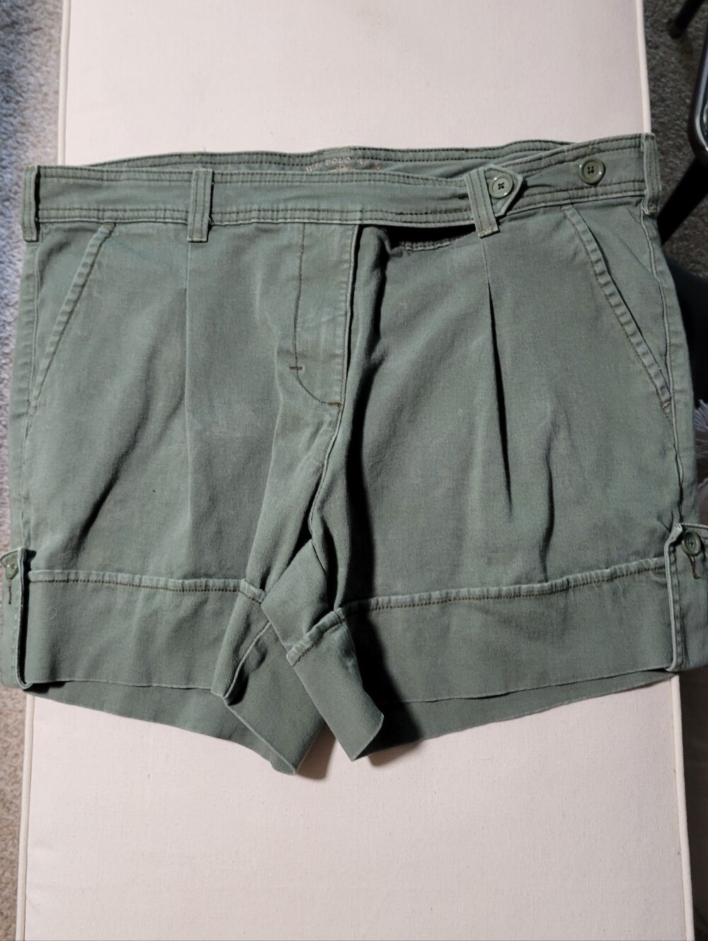 Olive Green Cotton Shorts